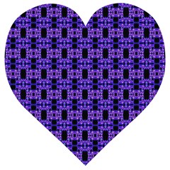 Purple Black Abstract Pattern Wooden Puzzle Heart