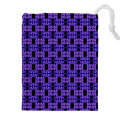 Purple Black Abstract Pattern Drawstring Pouch (5xl) by BrightVibesDesign