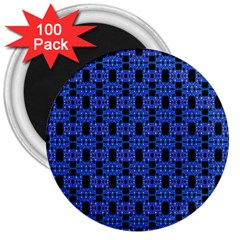 Blue Black Abstract Pattern 3  Magnets (100 Pack) by BrightVibesDesign