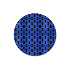 Blue Black Abstract Pattern Magnet 3  (round) by BrightVibesDesign