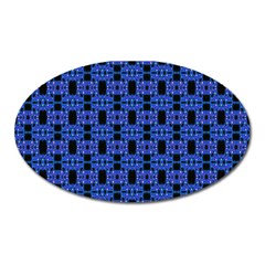 Blue Black Abstract Pattern Oval Magnet by BrightVibesDesign