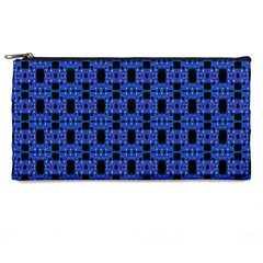 Blue Black Abstract Pattern Pencil Cases by BrightVibesDesign