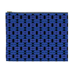 Blue Black Abstract Pattern Cosmetic Bag (xl) by BrightVibesDesign