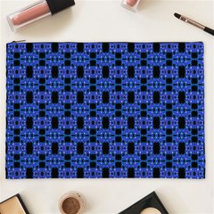 Blue Black Abstract Pattern Cosmetic Bag (xxl)