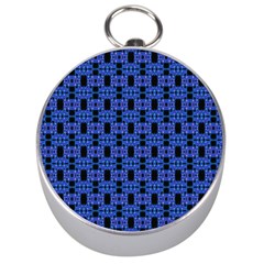 Blue Black Abstract Pattern Silver Compasses by BrightVibesDesign