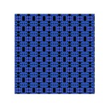 Blue Black Abstract Pattern Small Satin Scarf (Square) Front