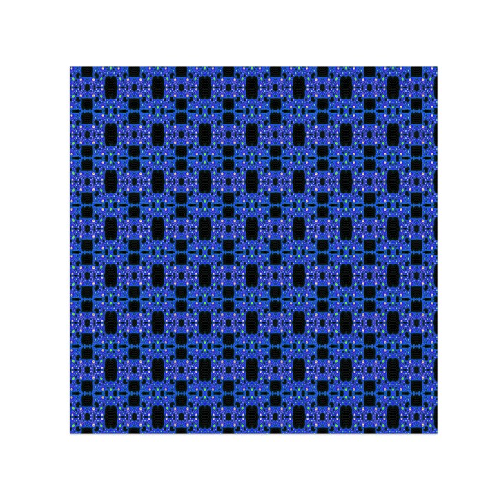 Blue Black Abstract Pattern Small Satin Scarf (Square)