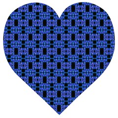 Blue Black Abstract Pattern Wooden Puzzle Heart by BrightVibesDesign