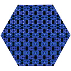 Blue Black Abstract Pattern Wooden Puzzle Hexagon