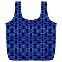 Blue Black Abstract Pattern Full Print Recycle Bag (xxl) by BrightVibesDesign