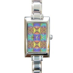 Colorful Circle Abstract White Brown Blue Yellow Rectangle Italian Charm Watch by BrightVibesDesign