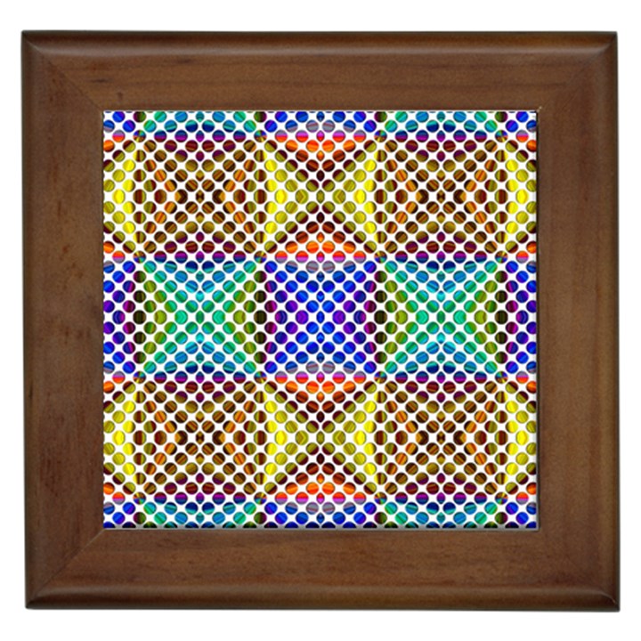 Colorful Circle Abstract White Brown Blue Yellow Framed Tile