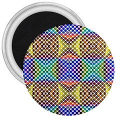 Colorful Circle Abstract White Brown Blue Yellow 3  Magnets by BrightVibesDesign