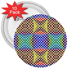 Colorful Circle Abstract White Brown Blue Yellow 3  Buttons (10 Pack)  by BrightVibesDesign