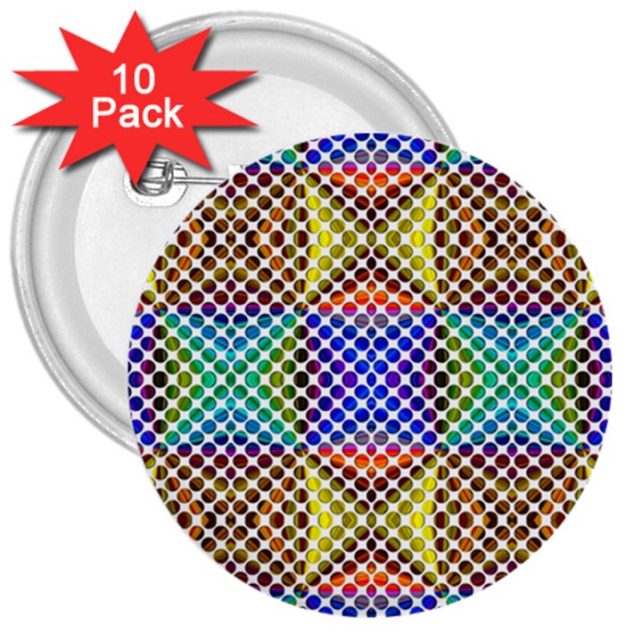 Colorful Circle Abstract White Brown Blue Yellow 3  Buttons (10 pack) 