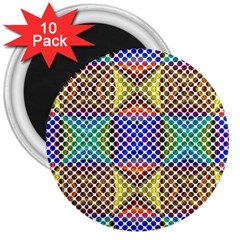 Colorful Circle Abstract White Brown Blue Yellow 3  Magnets (10 Pack)  by BrightVibesDesign