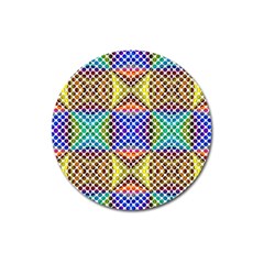 Colorful Circle Abstract White Brown Blue Yellow Magnet 3  (round) by BrightVibesDesign