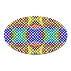 Colorful Circle Abstract White Brown Blue Yellow Oval Magnet by BrightVibesDesign