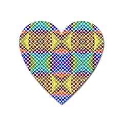 Colorful Circle Abstract White Brown Blue Yellow Heart Magnet by BrightVibesDesign