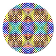 Colorful Circle Abstract White Brown Blue Yellow Magnet 5  (round) by BrightVibesDesign