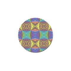 Colorful Circle Abstract White Brown Blue Yellow Golf Ball Marker (10 Pack) by BrightVibesDesign