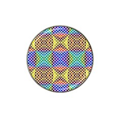 Colorful Circle Abstract White Brown Blue Yellow Hat Clip Ball Marker (4 Pack) by BrightVibesDesign