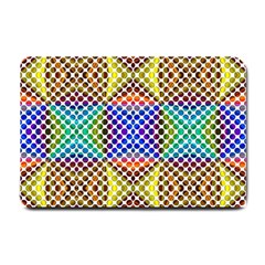 Colorful Circle Abstract White Brown Blue Yellow Small Doormat  by BrightVibesDesign