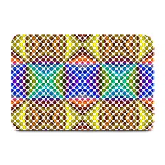 Colorful Circle Abstract White Brown Blue Yellow Plate Mats by BrightVibesDesign