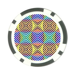 Colorful Circle Abstract White Brown Blue Yellow Poker Chip Card Guard by BrightVibesDesign