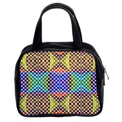 Colorful Circle Abstract White Brown Blue Yellow Classic Handbag (two Sides) by BrightVibesDesign