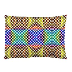 Colorful Circle Abstract White Brown Blue Yellow Pillow Case by BrightVibesDesign