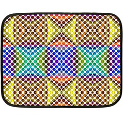 Colorful Circle Abstract White Brown Blue Yellow Fleece Blanket (mini) by BrightVibesDesign