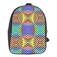 Colorful Circle Abstract White Brown Blue Yellow School Bag (large) by BrightVibesDesign