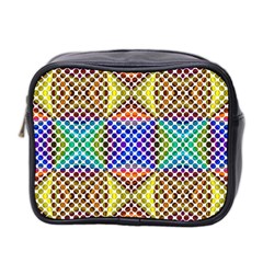 Colorful Circle Abstract White Brown Blue Yellow Mini Toiletries Bag (two Sides) by BrightVibesDesign