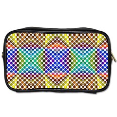 Colorful Circle Abstract White Brown Blue Yellow Toiletries Bag (one Side) by BrightVibesDesign