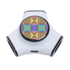 Colorful Circle Abstract White Brown Blue Yellow 3-port Usb Hub by BrightVibesDesign