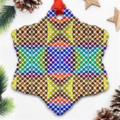 Colorful Circle Abstract White Brown Blue Yellow Snowflake Ornament (two Sides) by BrightVibesDesign