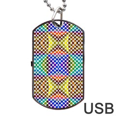 Colorful Circle Abstract White Brown Blue Yellow Dog Tag Usb Flash (one Side) by BrightVibesDesign