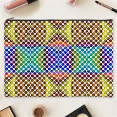 Colorful Circle Abstract White Brown Blue Yellow Cosmetic Bag (xxxl) by BrightVibesDesign