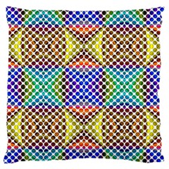 Colorful Circle Abstract White Brown Blue Yellow Large Flano Cushion Case (one Side) by BrightVibesDesign