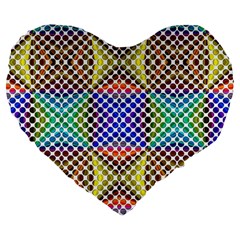 Colorful Circle Abstract White Brown Blue Yellow Large 19  Premium Flano Heart Shape Cushions by BrightVibesDesign