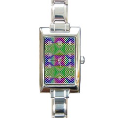 Bright  Circle Abstract Black Green Pink Blue Rectangle Italian Charm Watch by BrightVibesDesign