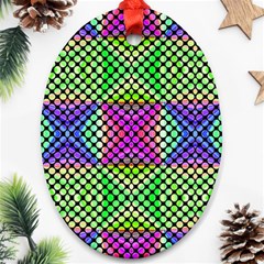 Bright  Circle Abstract Black Green Pink Blue Ornament (oval) by BrightVibesDesign