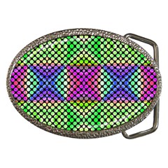 Bright  Circle Abstract Black Green Pink Blue Belt Buckles by BrightVibesDesign