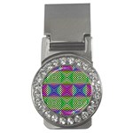 Bright  Circle Abstract Black Green Pink Blue Money Clips (CZ)  Front