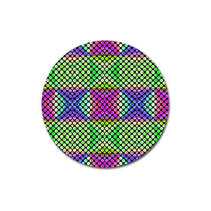 Bright  Circle Abstract Black Green Pink Blue Magnet 3  (Round)