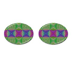 Bright  Circle Abstract Black Green Pink Blue Cufflinks (oval) by BrightVibesDesign