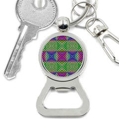 Bright  Circle Abstract Black Green Pink Blue Bottle Opener Key Chain by BrightVibesDesign