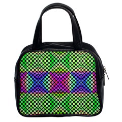 Bright  Circle Abstract Black Green Pink Blue Classic Handbag (two Sides) by BrightVibesDesign