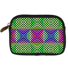 Bright  Circle Abstract Black Green Pink Blue Digital Camera Leather Case by BrightVibesDesign